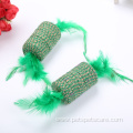 Christmas color sisal cat toy with feather